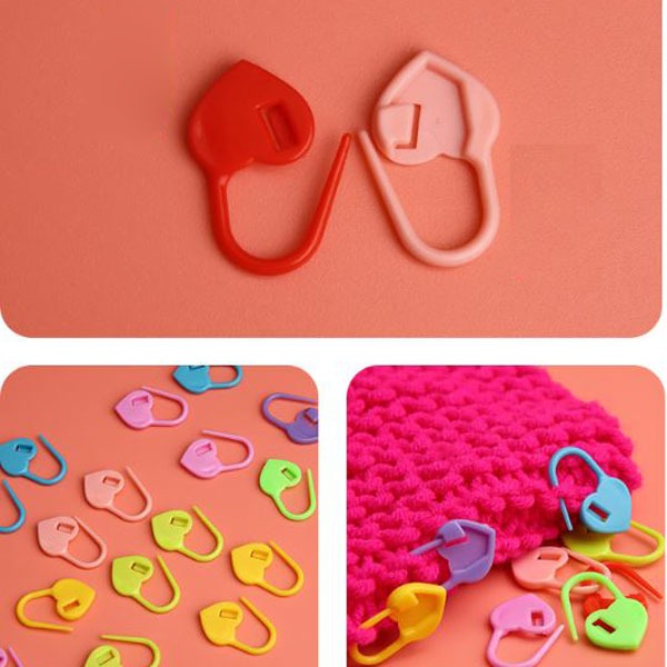 Jual 1 set isi 9 pcs heart stitch marker penanda rajutan crochet peniti ...