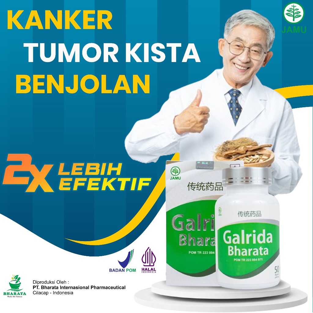 Obat Herbal Kanker Payudara - Kanker Organ Dalam dan Tumor - Galrida Bharata - Kemasan 500mg Isi 50 Kapsul BPOM - 100% Bergaransi Original