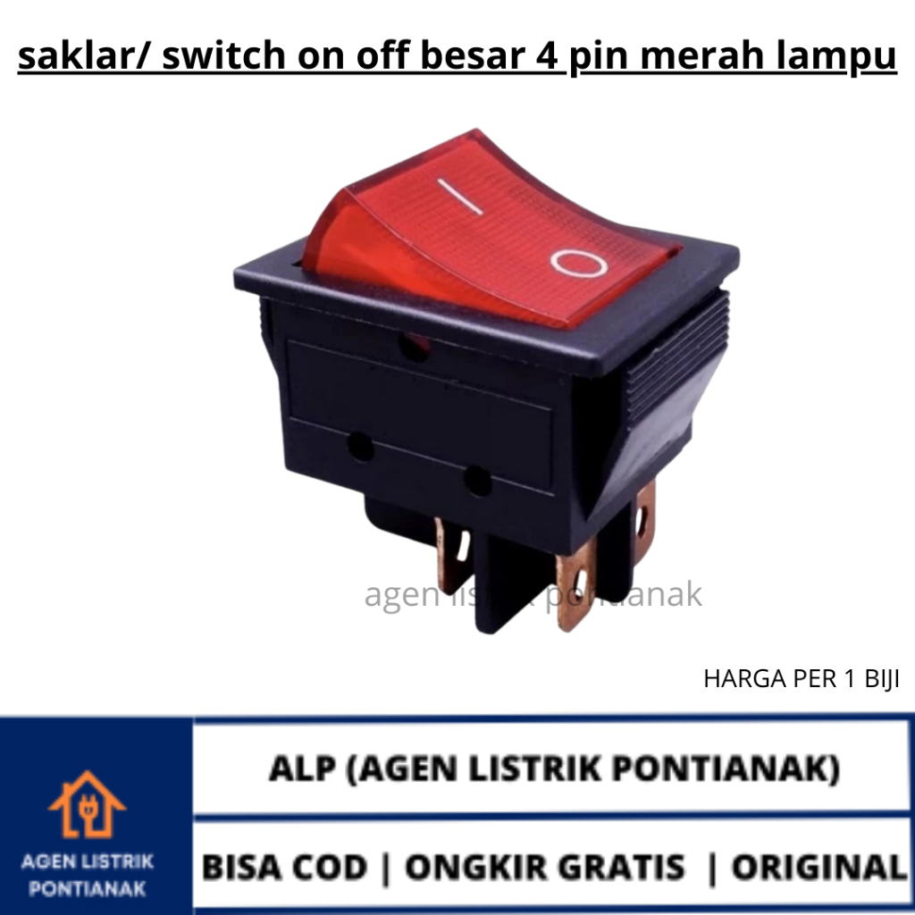 Jual saklar/ switch on off besar 4 pin merah lampu | Shopee Indonesia