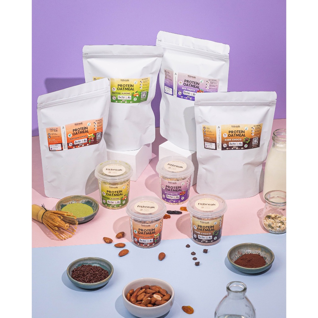 Jual Fitbreak Bundling Kemasan Refill Free 1 Jar Protein Oatmeal Pouch ...