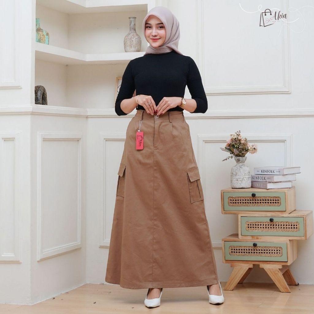 Jual Rok Cargo Model A Line Bahan Katun Twill Premium / Rok Korean ...
