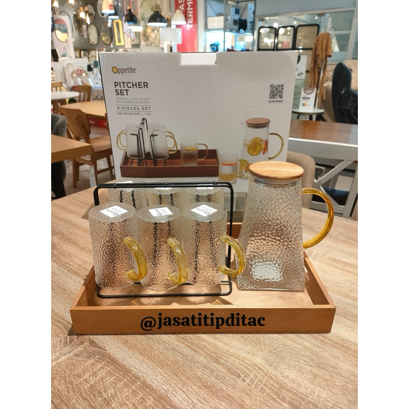 Jual INFORMA Pitcher Set Teko Minum dan gelas beserta nampan saji ...
