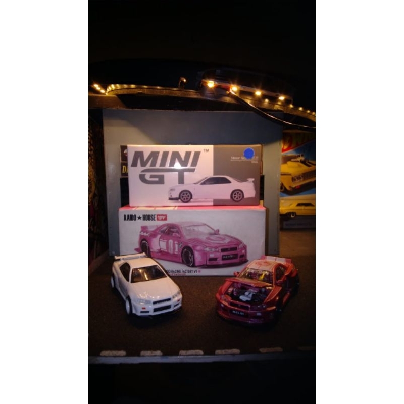 Jual Kaido×House Nissan Skyline GT-R R34 V1 pink&MINI GT R34 WHITE ...