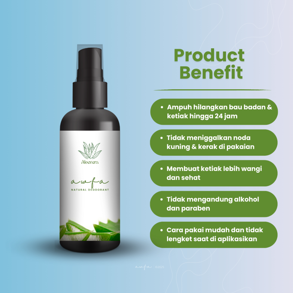 Jual Paket Hemat 3 Botol Awfa Natural Deodorant Semprot Alami Tawas ...