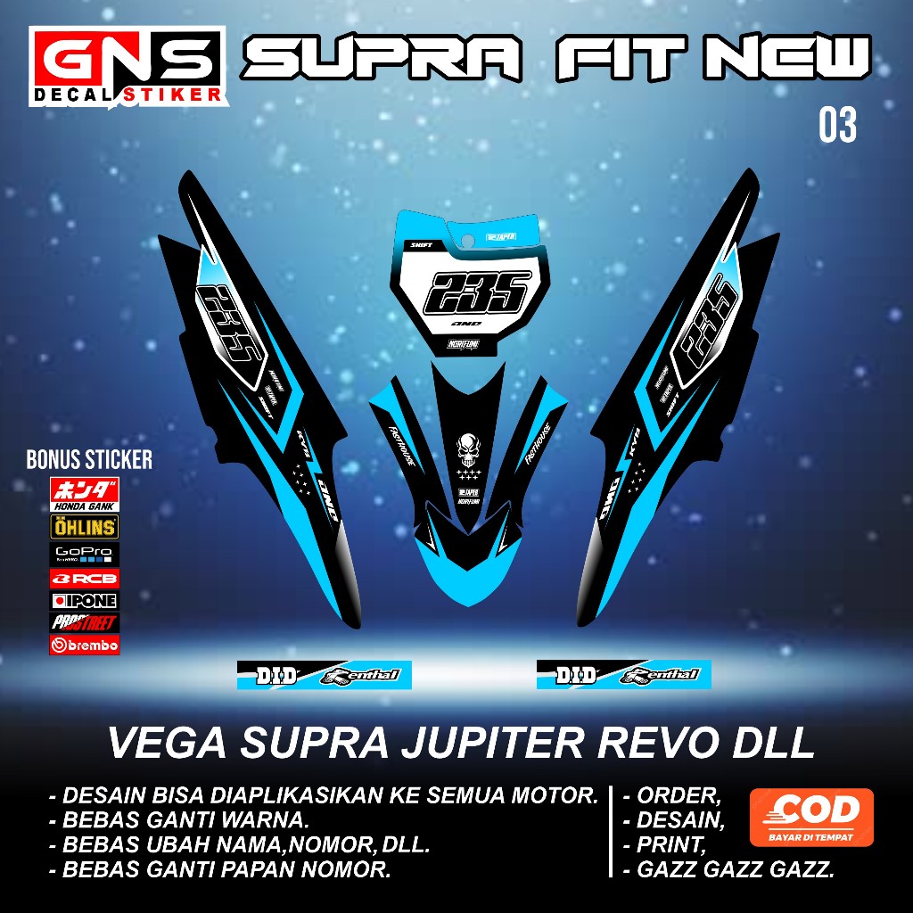 Jual COD STRIPING STIKER RBT SUPRA FIT NEW CUSTOM SUPERMOTO TERBARU ...