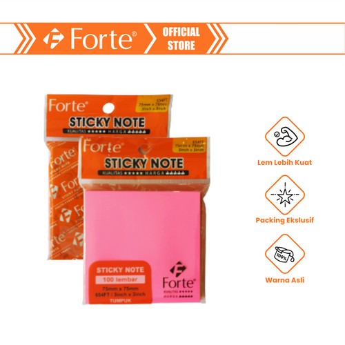 Jual Sticky Note Forte 75x75 mm ( 5 warna ) / Memo Stick Forte / Memo ...