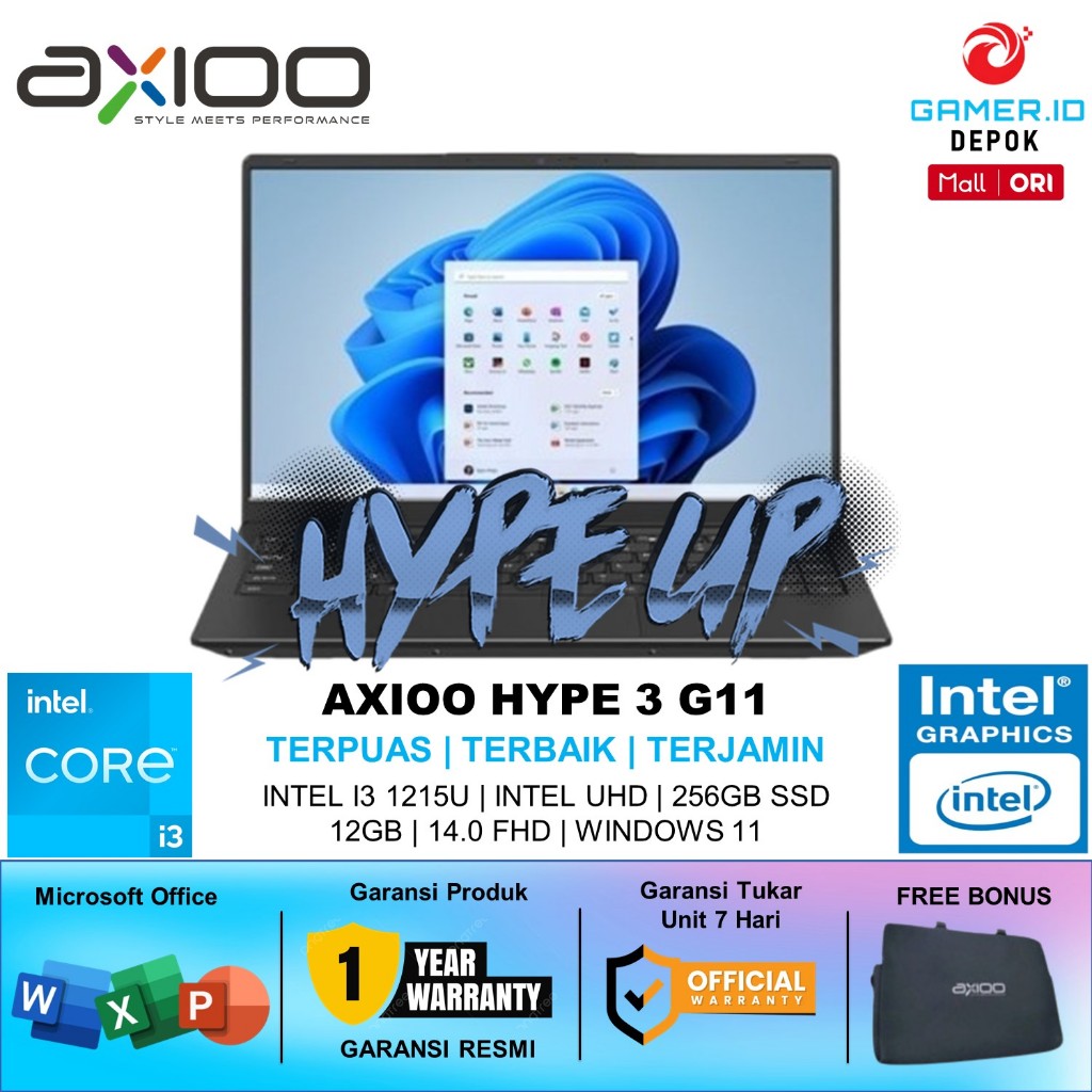 Jual AXIOO HYPE-R 3 CORE I3 1215U RAM 12GB SSD 256GB WINDOWS 11 FHD ...