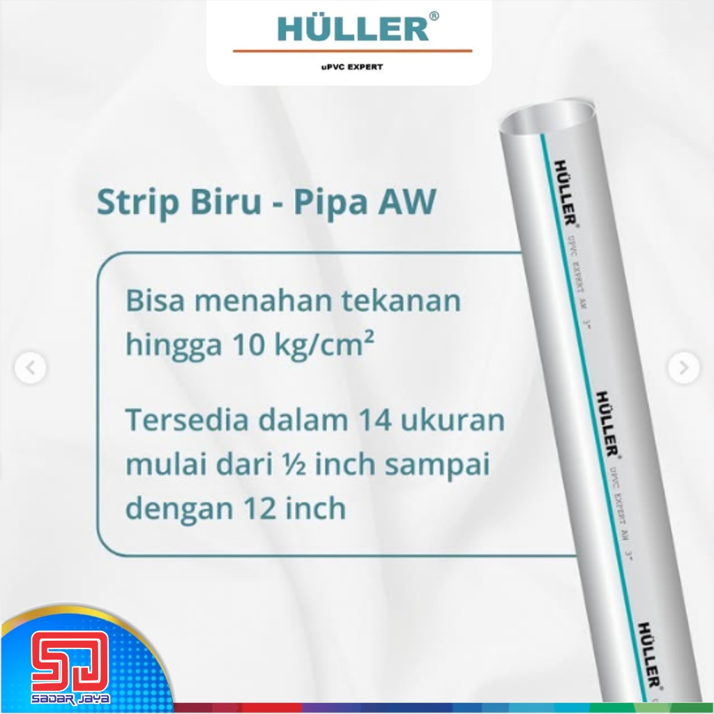 Jual HULLER Pipa Air AW uPVC 1/2 inch 3/4 inchi 1 1-1/4 1-1/2 2 2-1/2 3 ...
