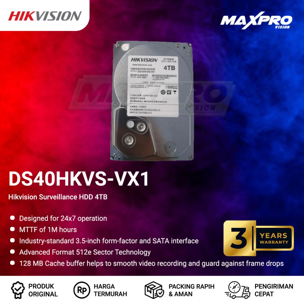 Jual DS40HKVS-VX1 - HIKVISION HARDDISK HDD CCTV 4TB 3Y WARRANTY ...