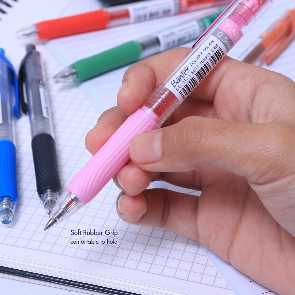 Bantex Colorful Gel Pen 0.5 mm / Pulpen Pena Satu Set 6 Warna BG1114 (4)