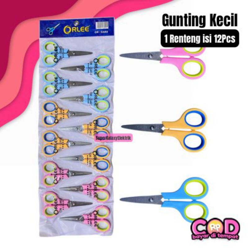 Jual Paket Gunting Kecil Stainless Tajam Warna Warni Orlee/Gunting ...