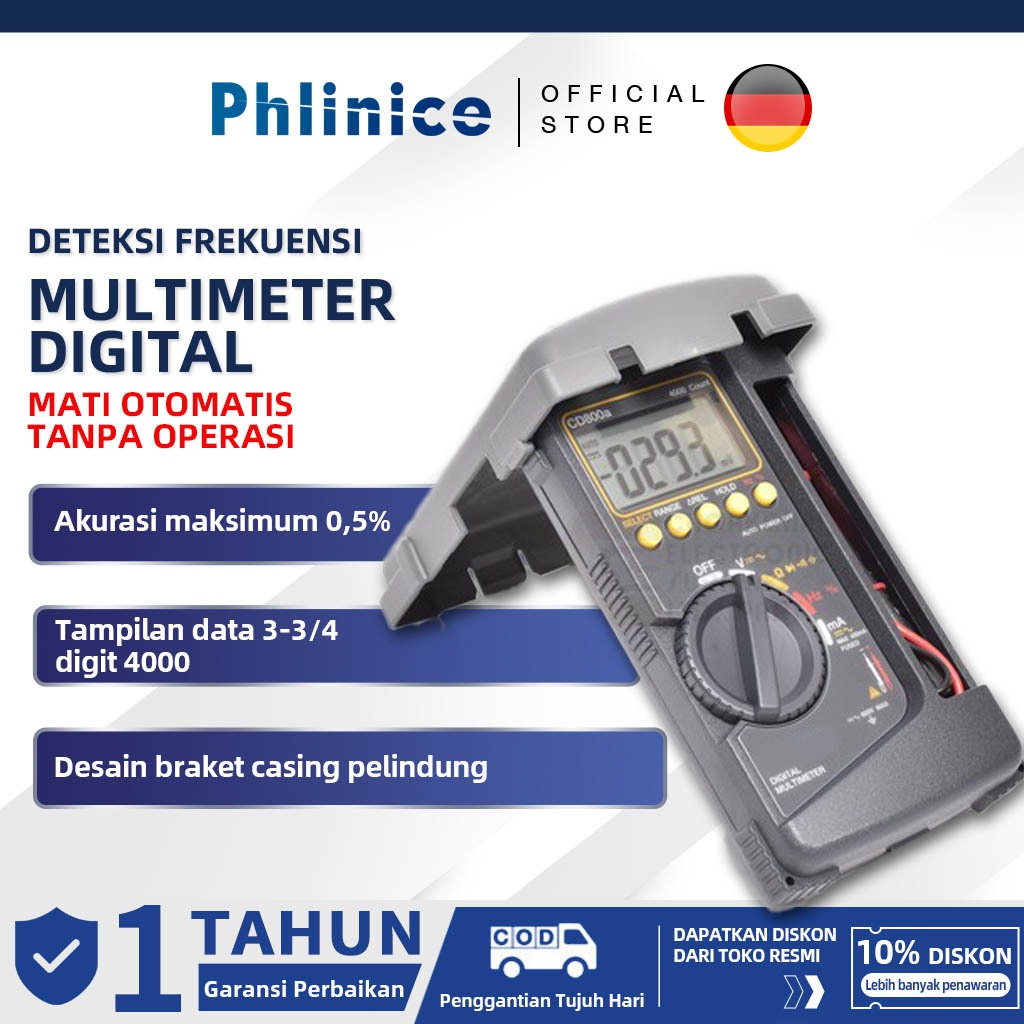 Jual Phlinice Multimeter digital CD800A, multimeter portabel kecil ...