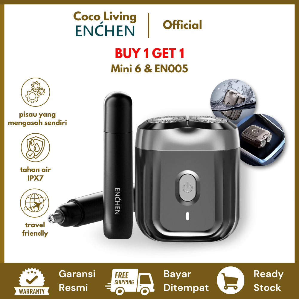 (BUY 1 GET 1) Enchen - Mini 6 & EN005 Nose Hair Trimmer Portable Paket Kombo Pencukur Jenggot Dan Kumis & Pencukur Bulu Hidung