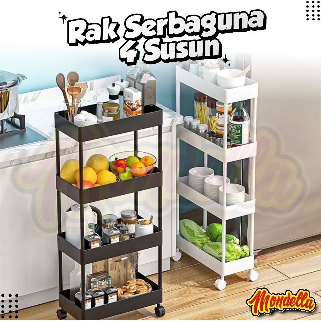 Jual Rak Susun Serbaguna 4 Tingkat Dengan Roda Bahan Plastik Rak Dapur ...