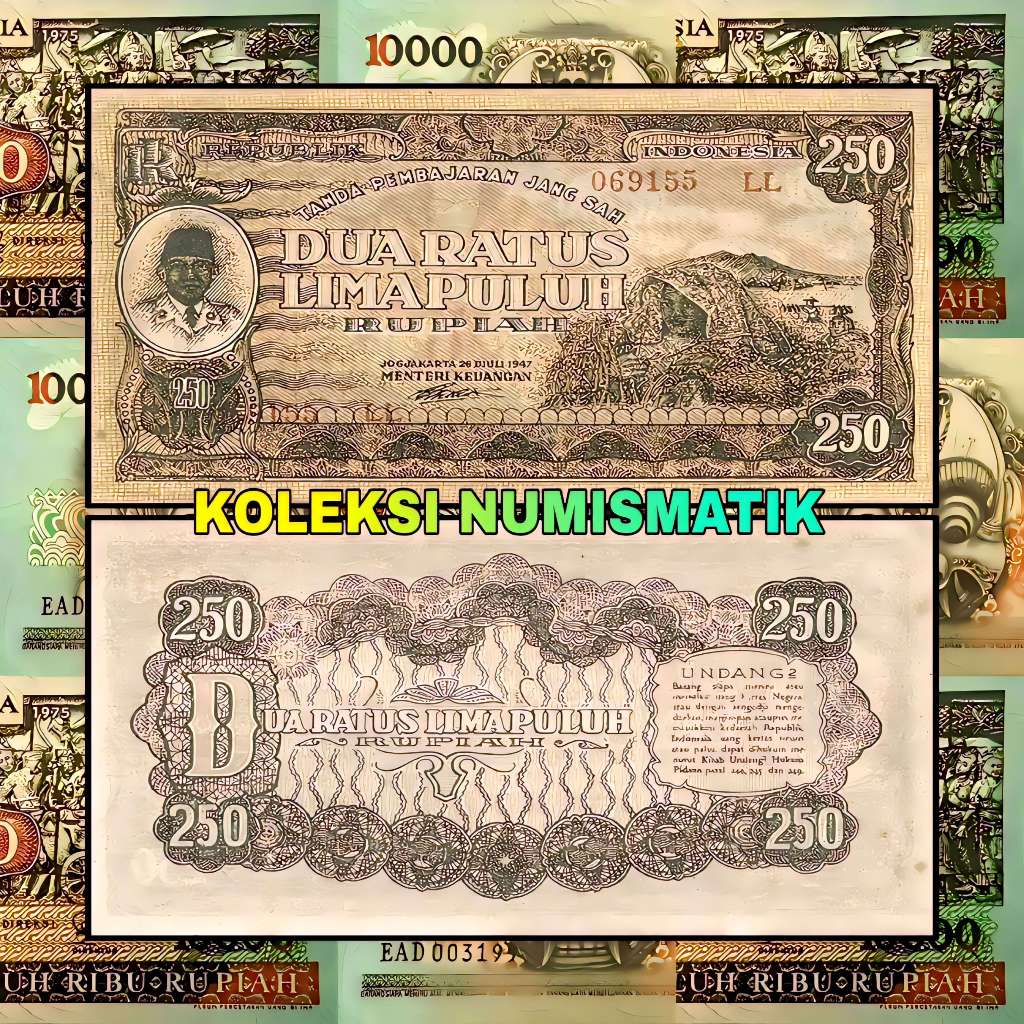 Jual SOUVENIR UANG KERTAS KUNO INDONESIA 250 RUPIAH ORI III SOEKARNO ...