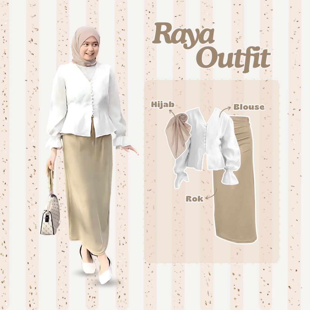 Jual CC - 3 in 1 One Set Raya Outfit Hijab Rok Blouse Stylis dan Modis ...