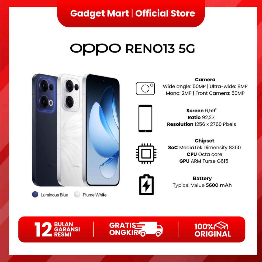 Jual OPPO Reno13 5G 12GB / 256GB - Garansi Resmi | Shopee Indonesia