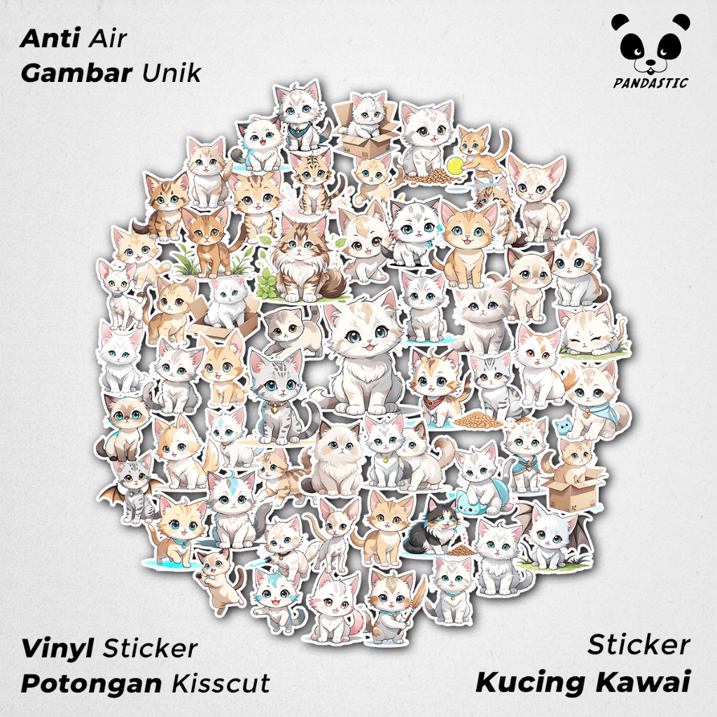 Jual Stiker Tempel Anime Kucing Kawai Paper Vinyl Dekorasi Laptop Koper ...