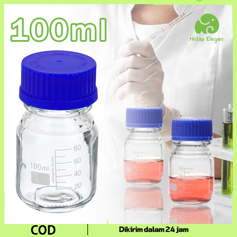 Jual Botol Kaca Laboratorium 100ml Botol Lab Botol Kaca Reagen Botol ...