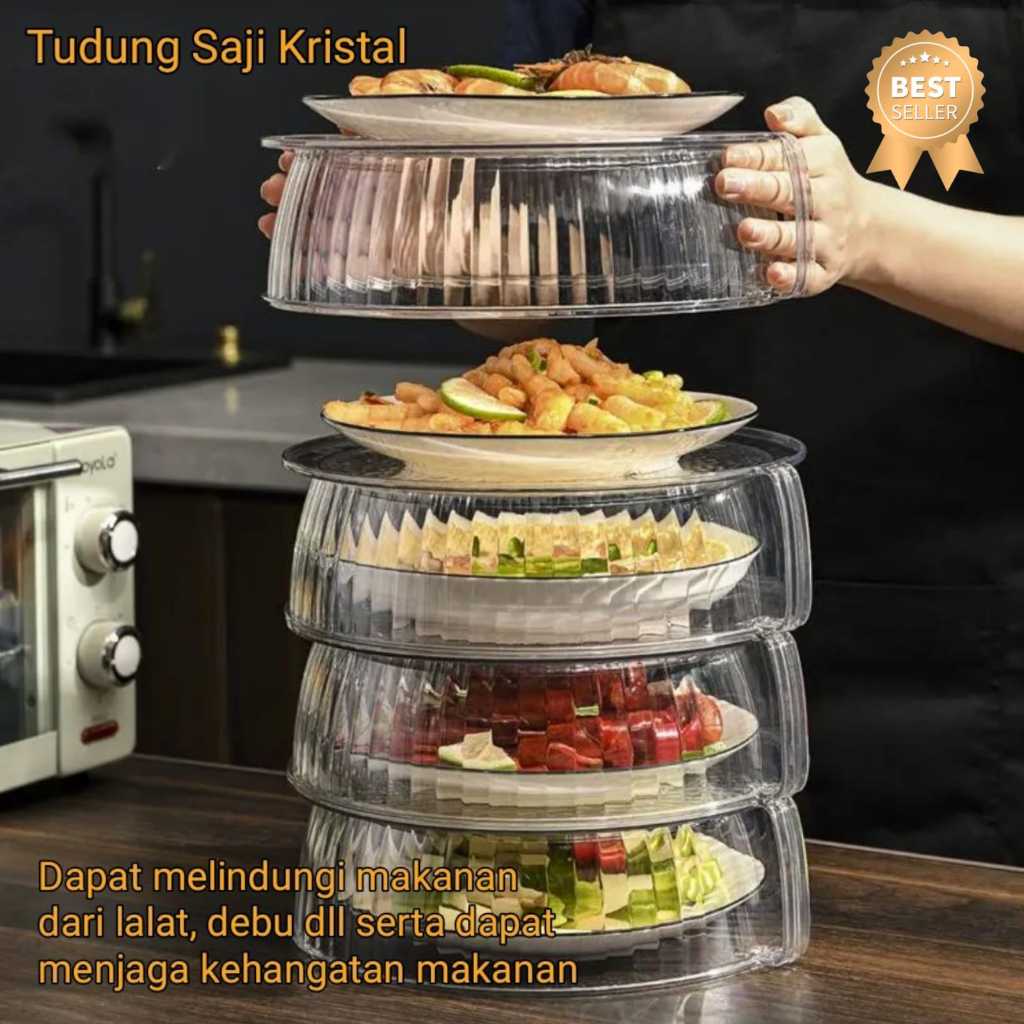 Jual Tudung Saji 5 Tingkat Estetik Transparan Anti Pecah/ Food Rack ...
