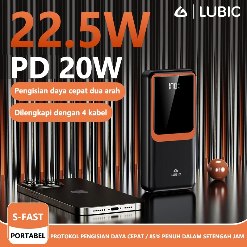 LUBIC Powerbank 20000 mAh Fast Charging 22.5W PD20W Dual USB Type C & Micro Original bank daya