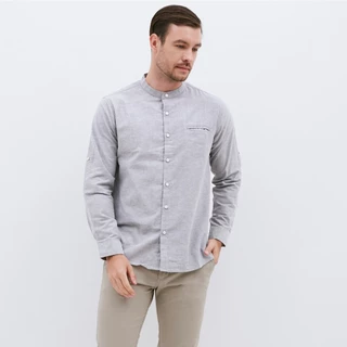 M231 Kemeja Pria Koko Shanghai Polos Oxford Panjang Abu Muda 1552M