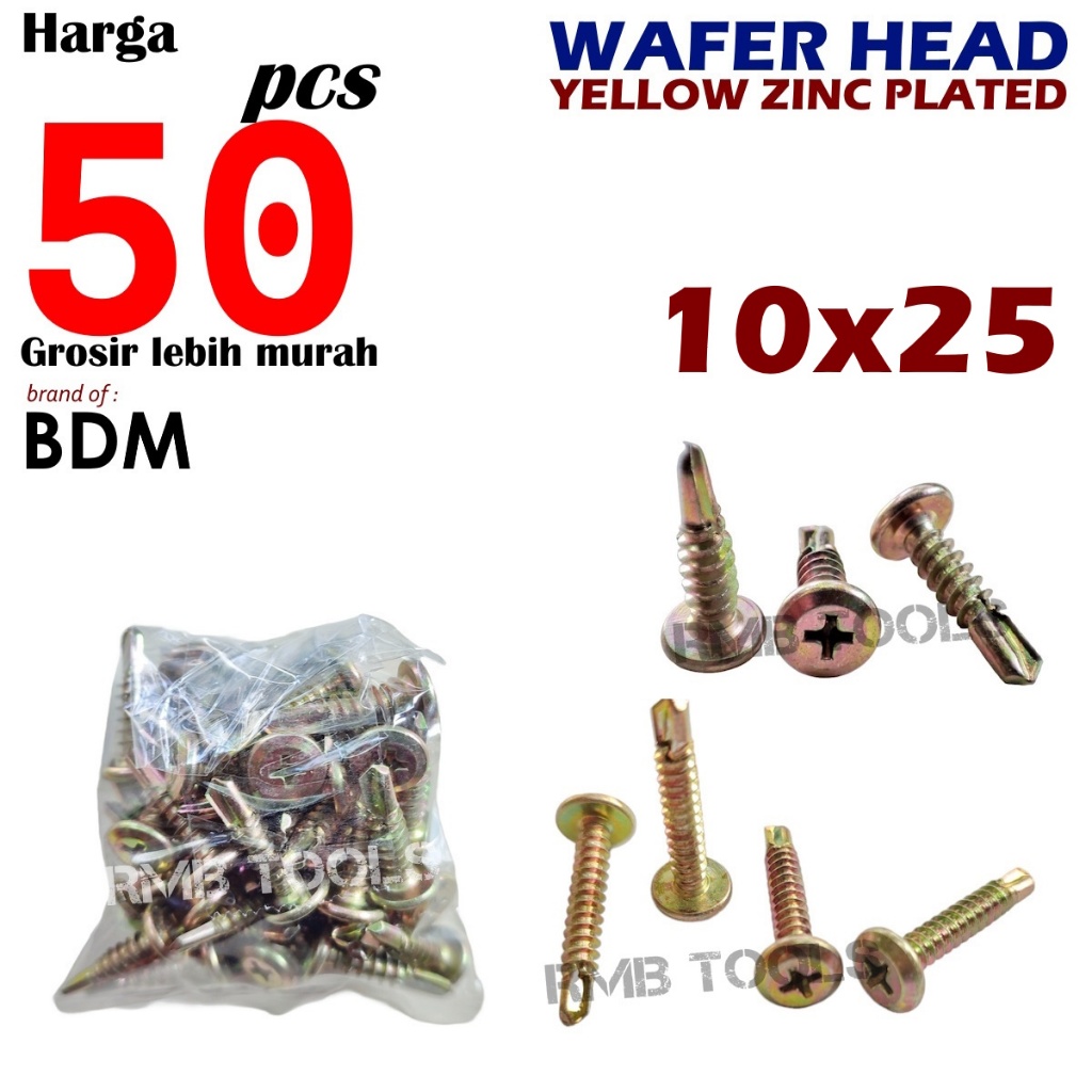 Jual [50PCS] SEKRUP ROOFING WAFER HEAD SDS 10x25 2.5cm / SKRUP RUPING ...