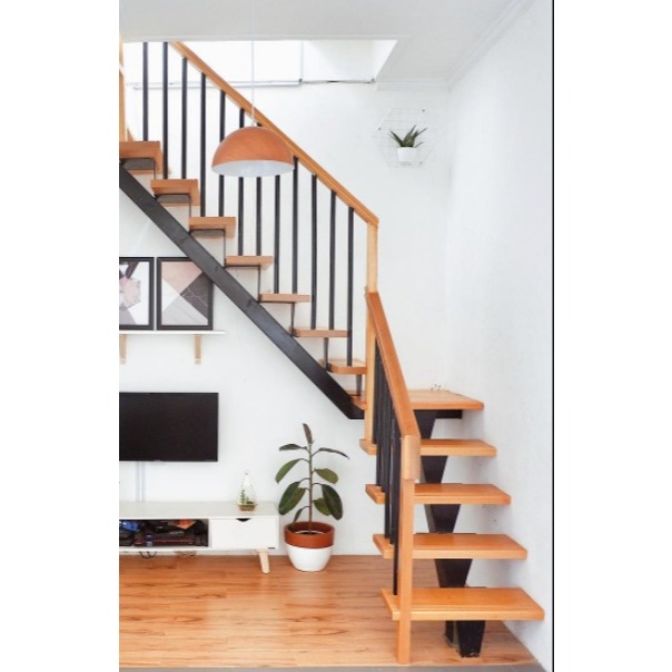 Jual Tangga kayu minimalis railing besi | Shopee Indonesia