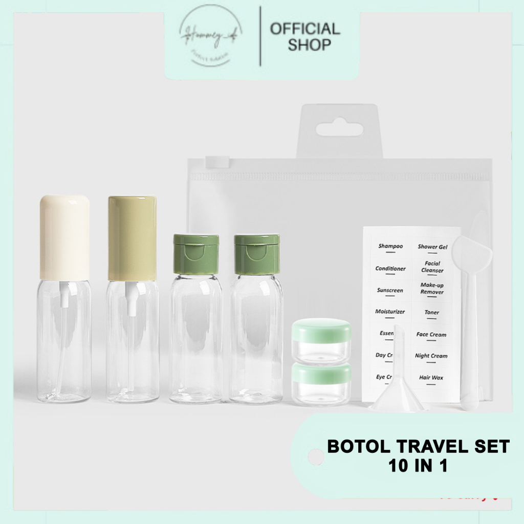 Jual HOMMEY ID - [ 10 IN 1 ] TRAVEL PACK SET BOTOL MINI LENGKAP | BOTOL ...