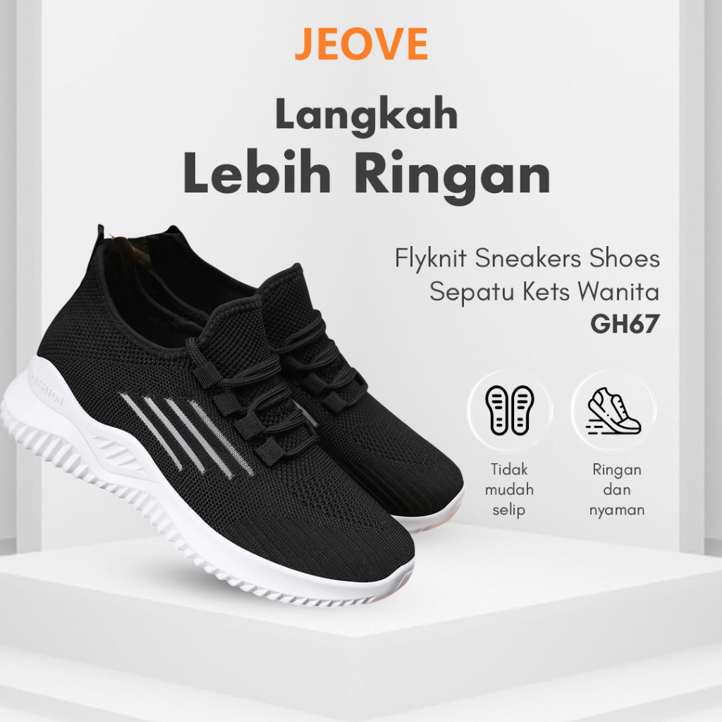 Jual JEOVE Sneakers Shoes Sepatu Kets Wanita Flyknit GH67 Model Stylish ...