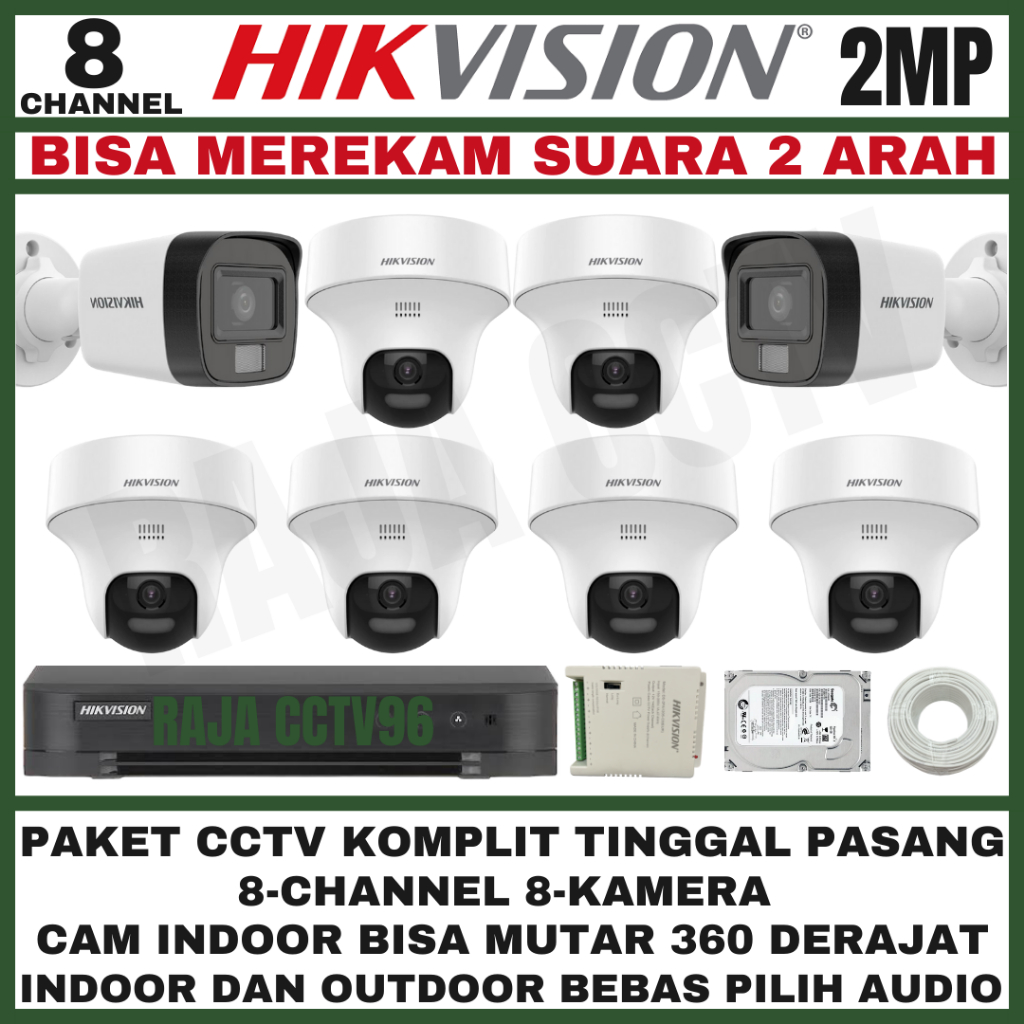 Jual paket cctv hikvision 2mp channel camera two way audio
