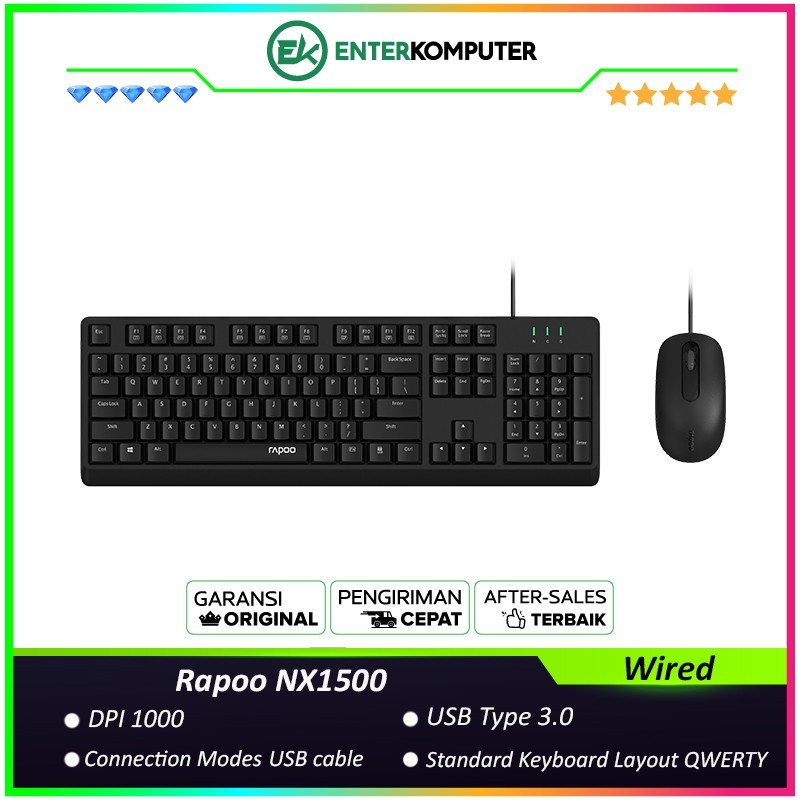 Jual Rapoo NX1500 Wired Desktop Set Keyboard + Mouse | Shopee Indonesia