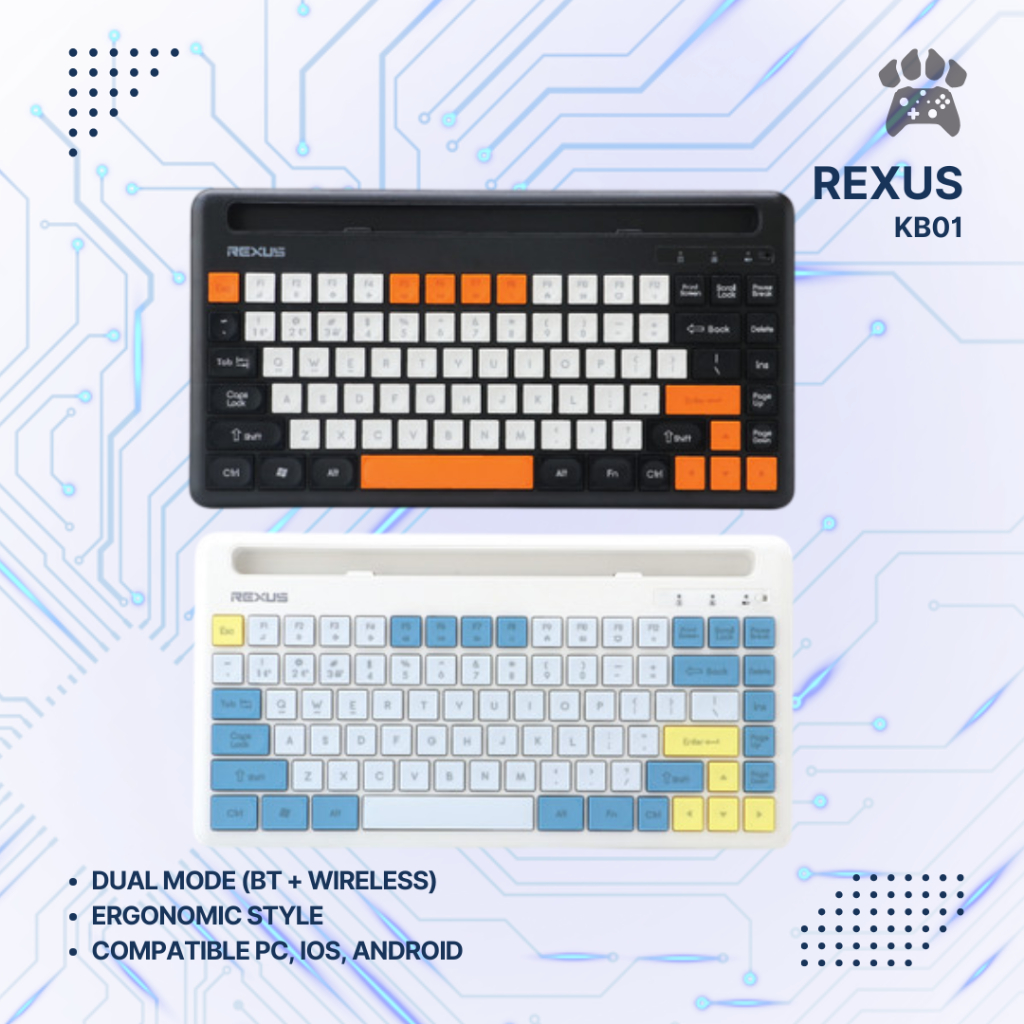 Jual Keyboard Rexus KB01 Mosaic Dual Connection Bluetooth Wireless ...