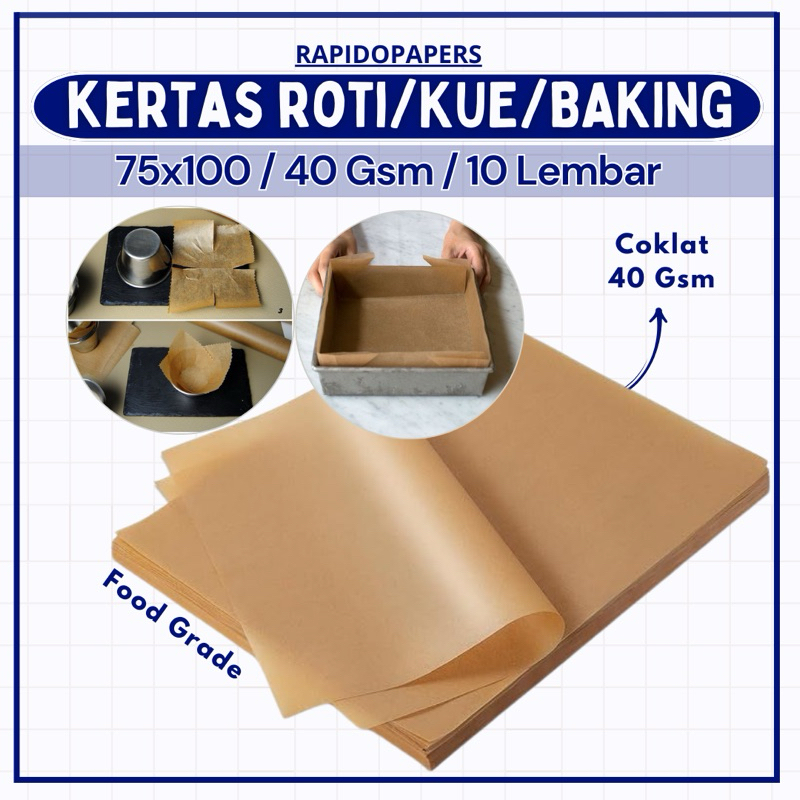 Jual Kertas Roti [75x100 cm, 10 Lembar] Baking Paper Putih/Coklat ...