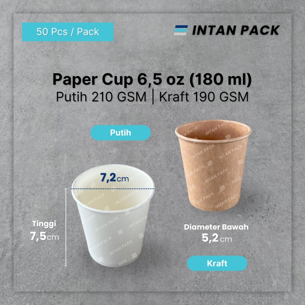 Jual Paper Cup 6.5 oz Putih Kraft Coklat ( 180 ml ) Gelas Kertas Kopi ...