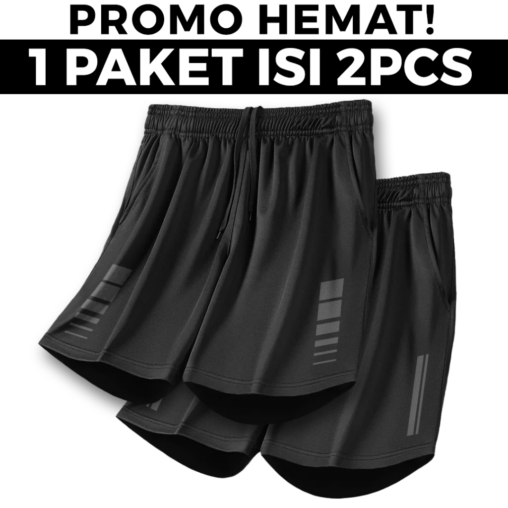 MIZUTAKE PROMO HEMAT 1 PAKET ISI 2PCS  CELANA PENDEK PRIA OLAHRAGA RUNNING JOGGING TENNIS