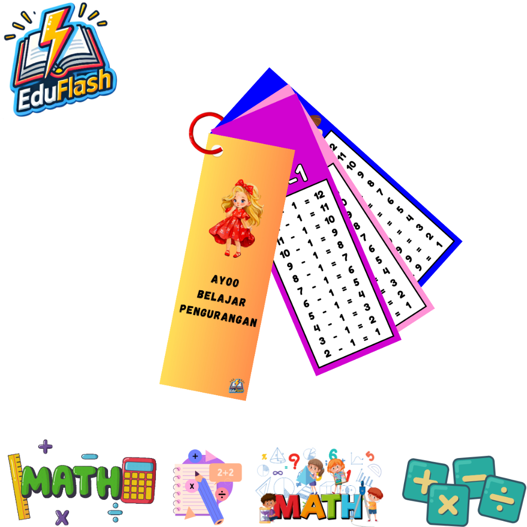 Jual Flashcard Tabel Pengurangan Matematika Angka 1-10 Free Ring ...