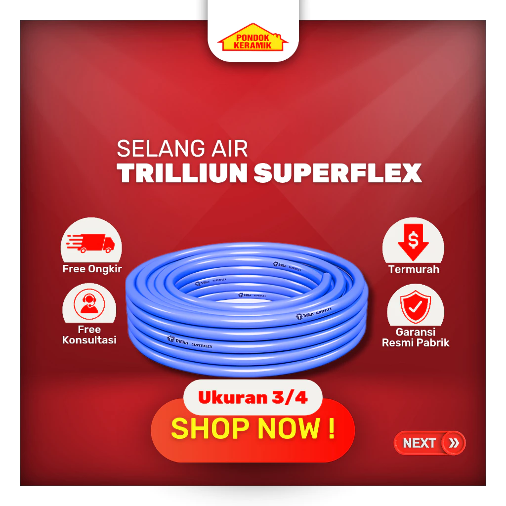 Selang Air Trilliun Superflex Biru Ukuran 3/4 " Inch