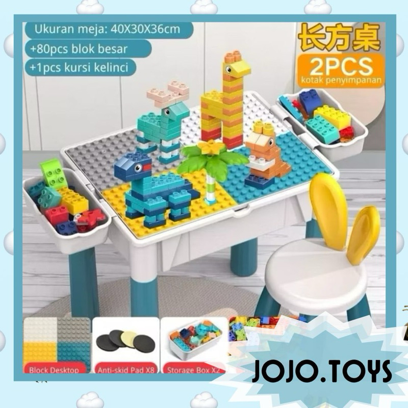 Jual set A Mainan balok susun / meja multifungsi / kursi kelinci rabbit ...