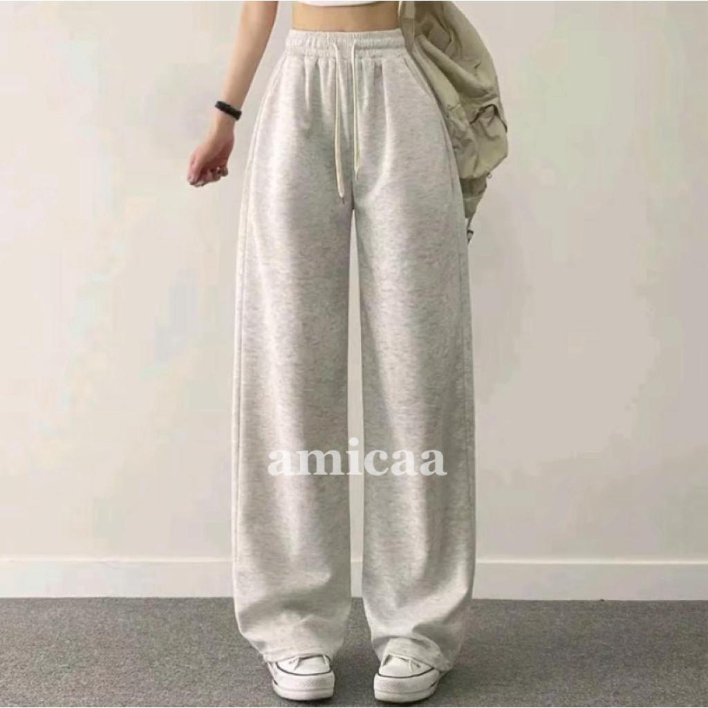 Amicaa - Sweatpants Loose Highwaist Celana Panjang Daily Wanita Nyaman Soft Lemb - foto 2