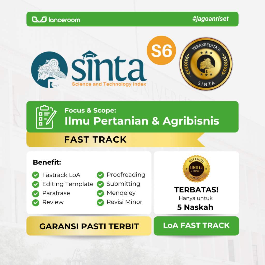 Jual Publikasi Jurnal Sinta 6 Fast Track Ilmu Pertanian & Agribisnis ...