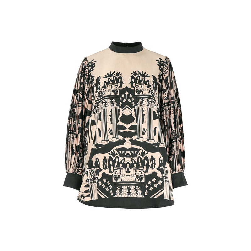 Dreamscape Dimensions Pleated Blouse - Ruby