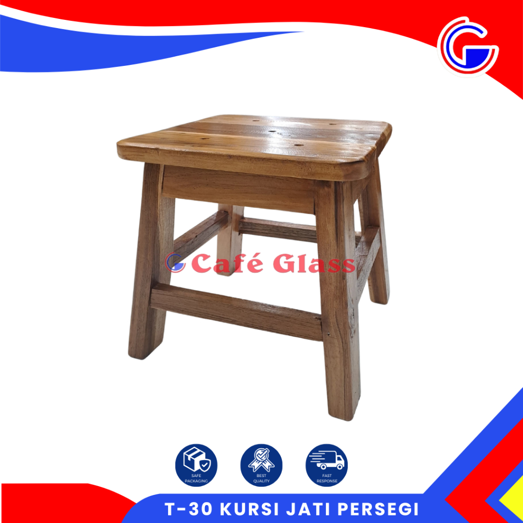 Kursi Jati Pendek - Kursi Duduk Kotak 30Cm - T-30 Kursi Jati Persegi