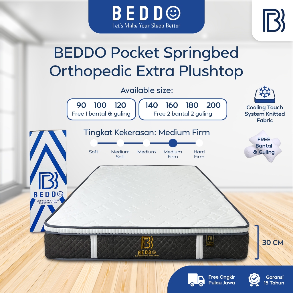 Jual BEDDO Pocket Springbed Orthopedic Extra Plushtop 30cm | Shopee ...