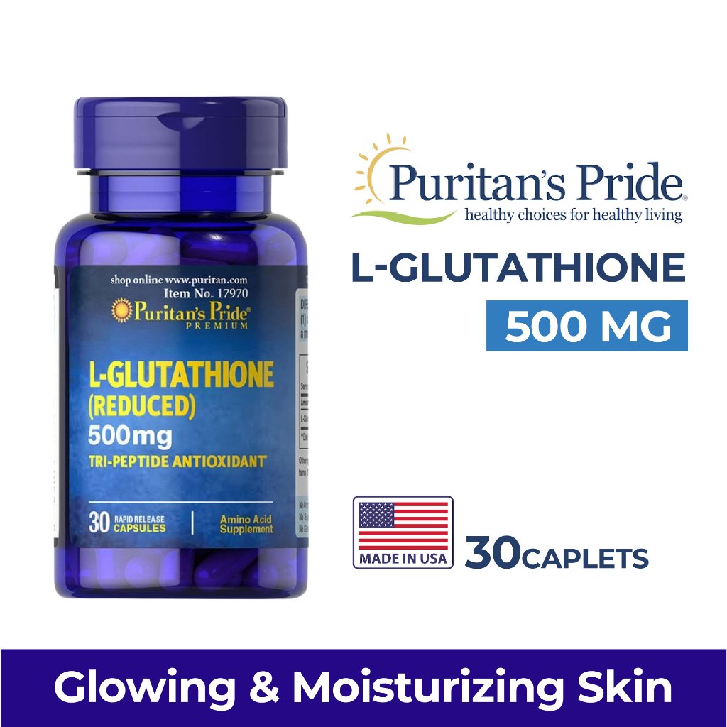 Jual Puritan Pride L-Glutathione 500mg 30 Caplets For Skin Whitening