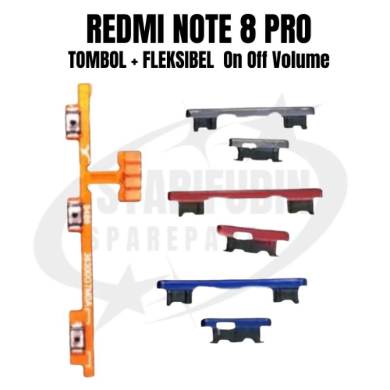 Jual TOMBOL SET REDMI NOTE 8 PRO , FLEKSIBEL + TOMBOL ON OFF VOLUME 100 ...
