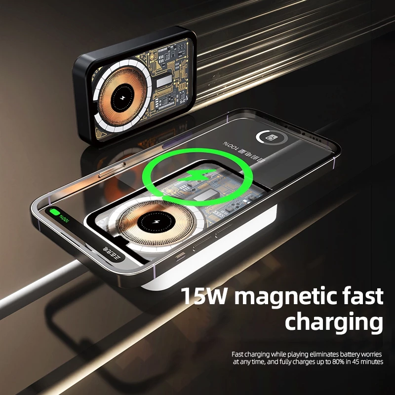 LUBIC Powerbank 10000mAh Magnetic Magsafe 22.5W Fast Charging With Phone Stand Wireless Bank Data