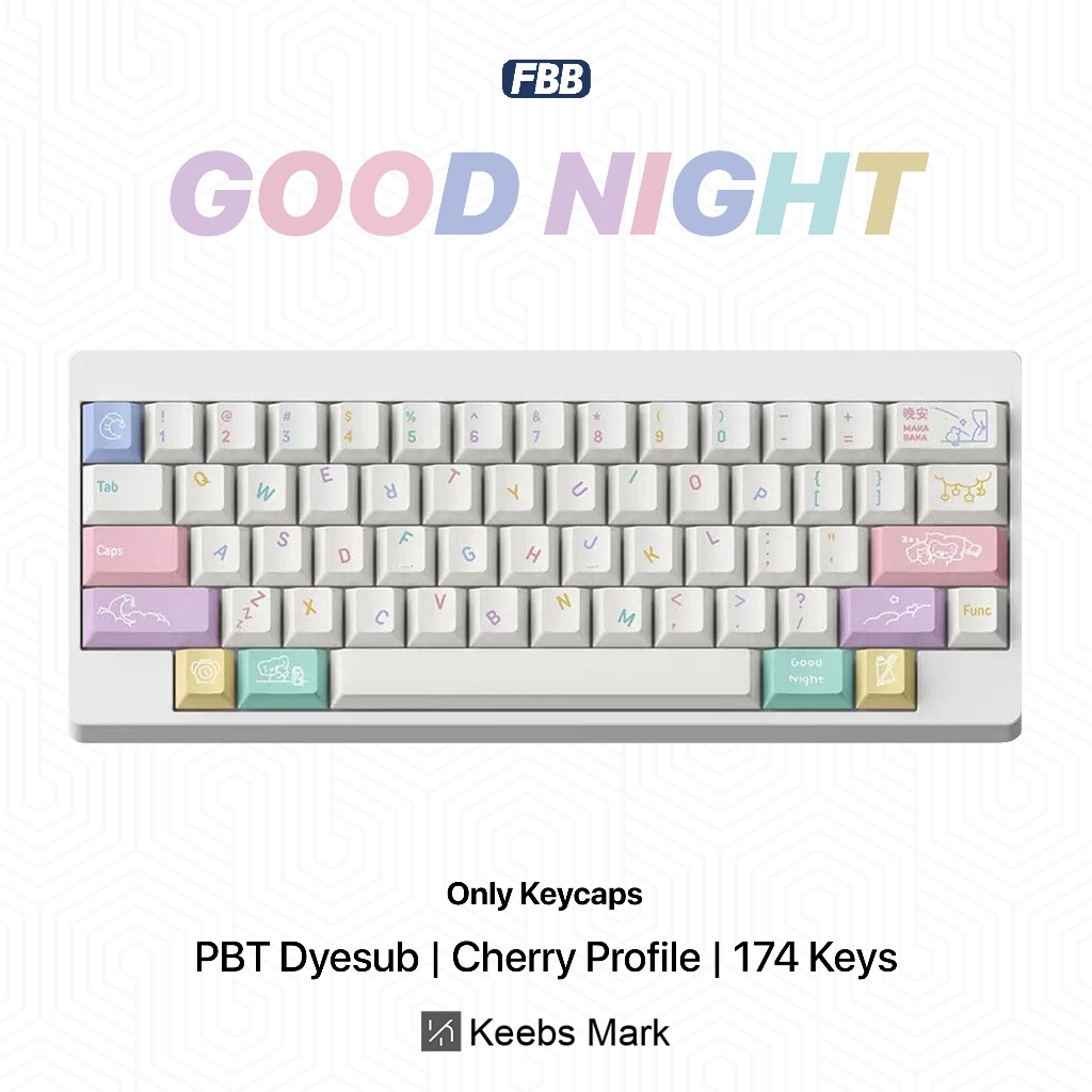 Jual FBB Good Night Keycaps PBT Dyesub 174 Keys Cherry Profile ...
