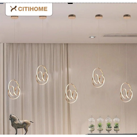 Jual Lampu Gantung Chandelier LED dengan Desain Loop Gold dan Silver ...
