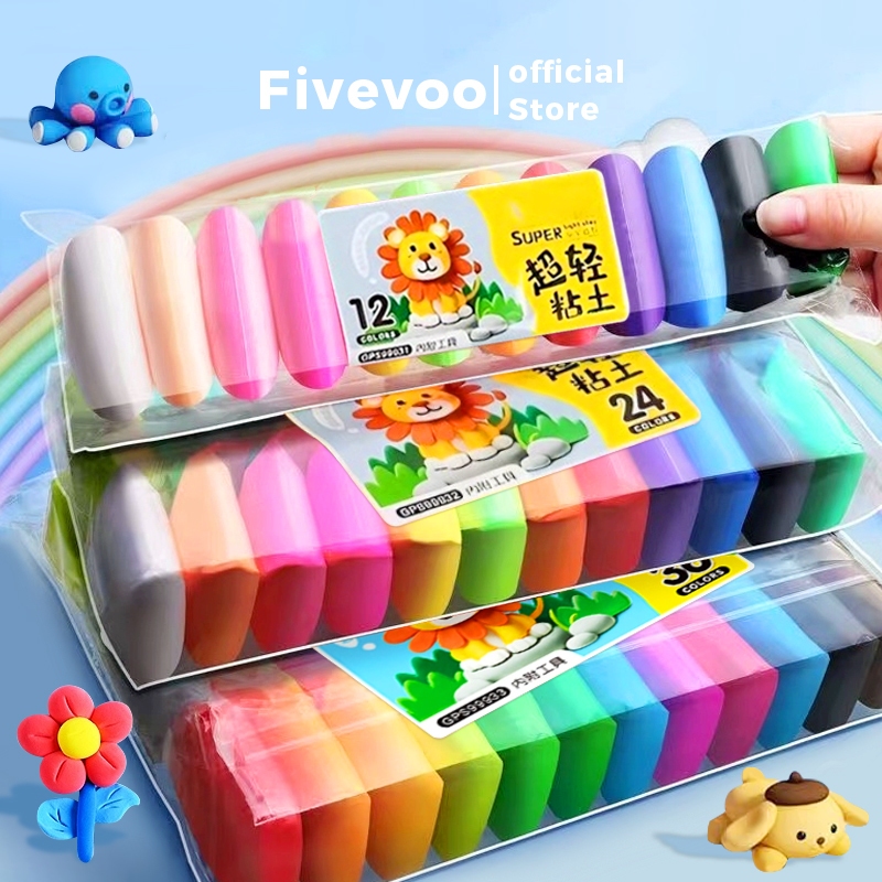 Jual FIVEVOO Clay Mainan Anak/ Mainan Edukasi Anak/ Lilin Clay isi 12 ...